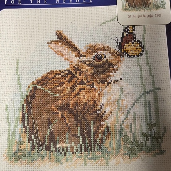 Designs For The Needle Joyful Fields Bunny Rabbit Cross Stitch Kit 114925 NEW - Picture 2 of 4